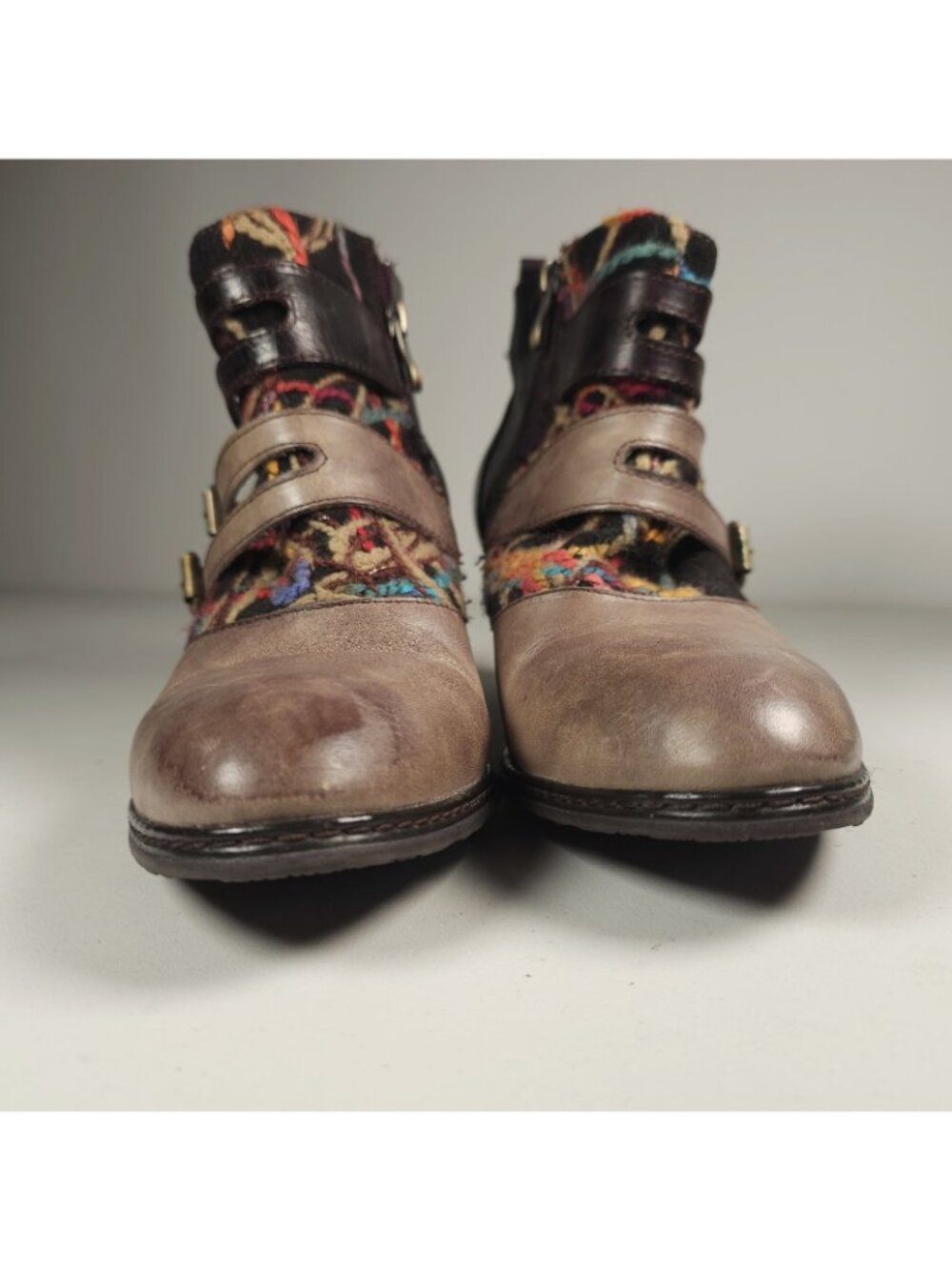 L' ARTISTE Spring Step Ankle Boots Heeled Strappy Colorful Size 39 US 8.5 - Picture 4 of 11